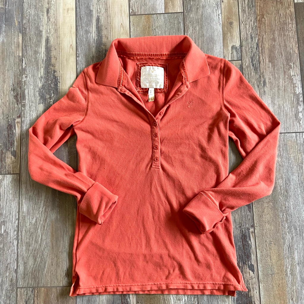 Abercrombie Orange Long Sleeve Collar Shirt Size Large